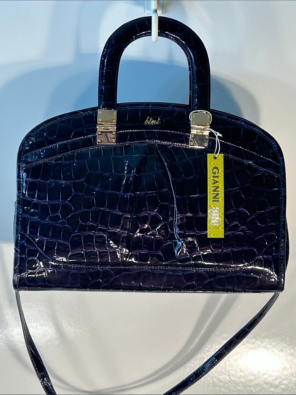 Gianni Bini NWT Crocodile Patent Embossed Satchel Bag Career Academia Preppy